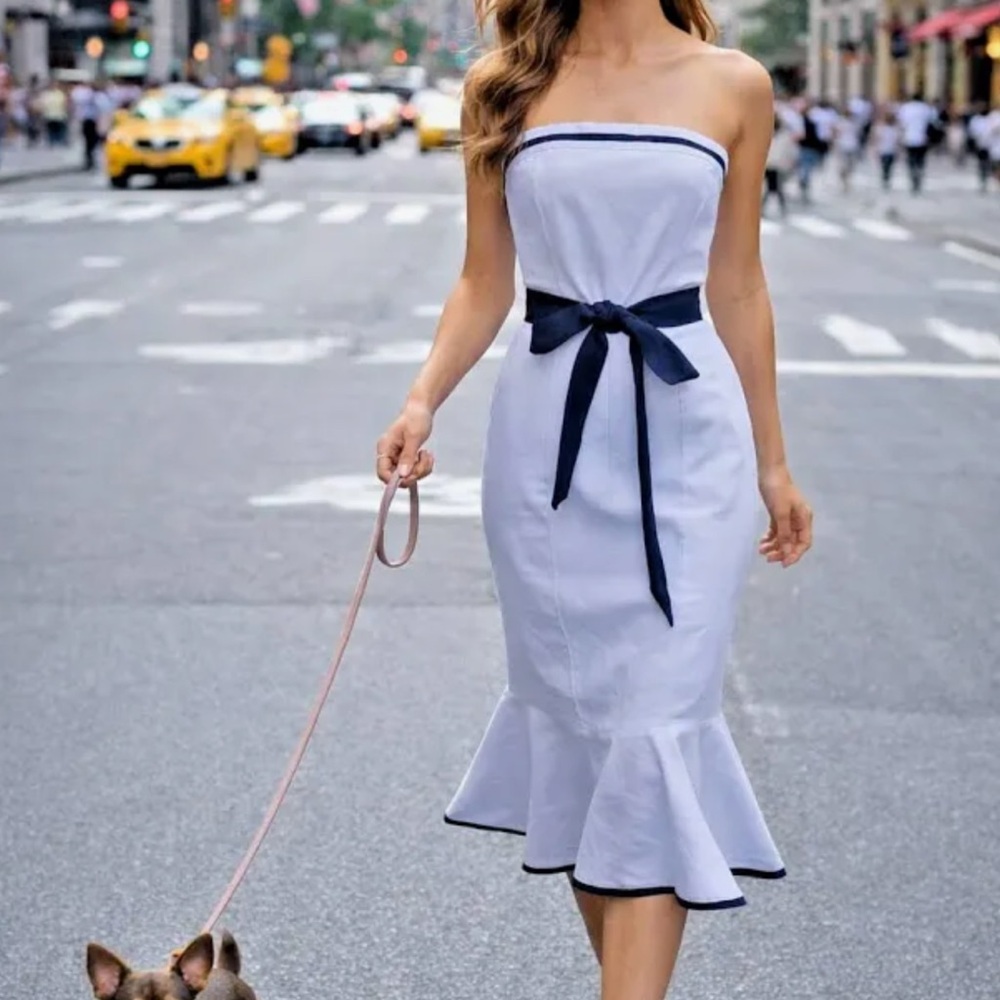 New York & Company Elegant Light purple Maxi Dress with Navy Belt